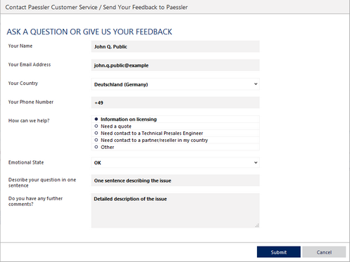 Customer Service Contact Form