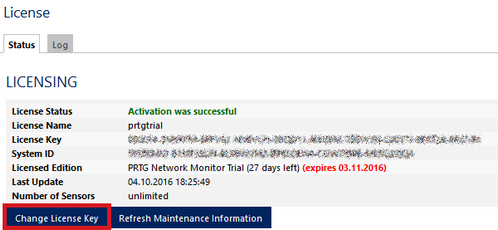 Update Your License: Click Change License Key