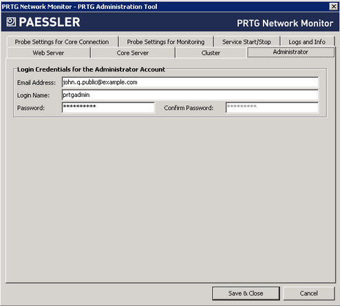 PRTG Administration Tool: Administrator PRTG Administration Tool: Administrator